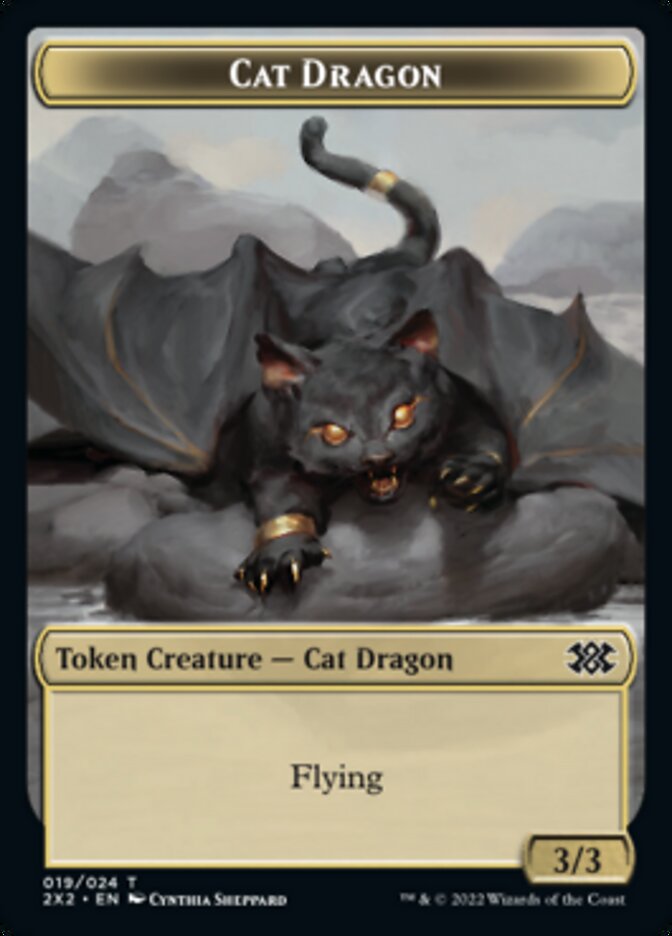 Cat Dragon // Monk Double-Sided Token [Double Masters 2022 Tokens] - The Mythic Store | 24h Order Processing