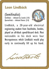 1996 Leon Lindback Biography Card [World Championship Decks] - The Mythic Store | 24h Order Processing