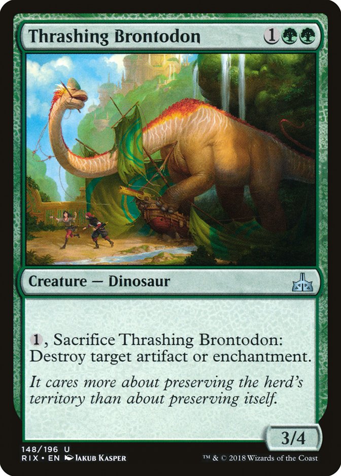 Thrashing Brontodon [Rivals of Ixalan] - The Mythic Store | 24h Order Processing
