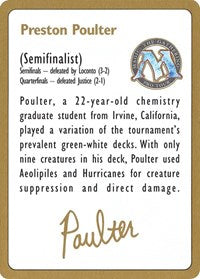 1996 Preston Poulter Biography Card [World Championship Decks] - The Mythic Store | 24h Order Processing