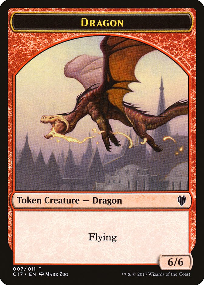 Dragon (007) // Gold (010) Double-Sided Token [Commander 2017 Tokens] - The Mythic Store | 24h Order Processing