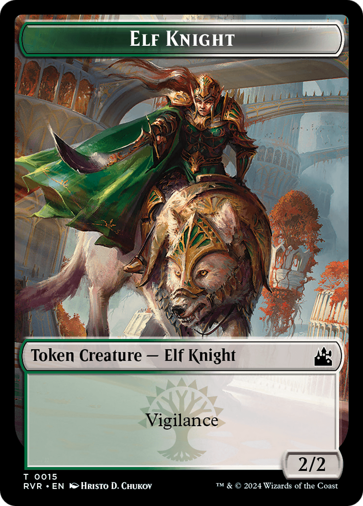 Elf Knight // Dragon Double-Sided Token [Ravnica Remastered Tokens] - The Mythic Store | 24h Order Processing