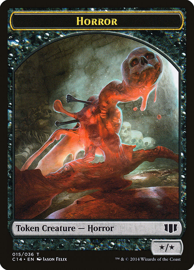 Horror // Zombie (016/036) Double-Sided Token [Commander 2014 Tokens] - The Mythic Store | 24h Order Processing